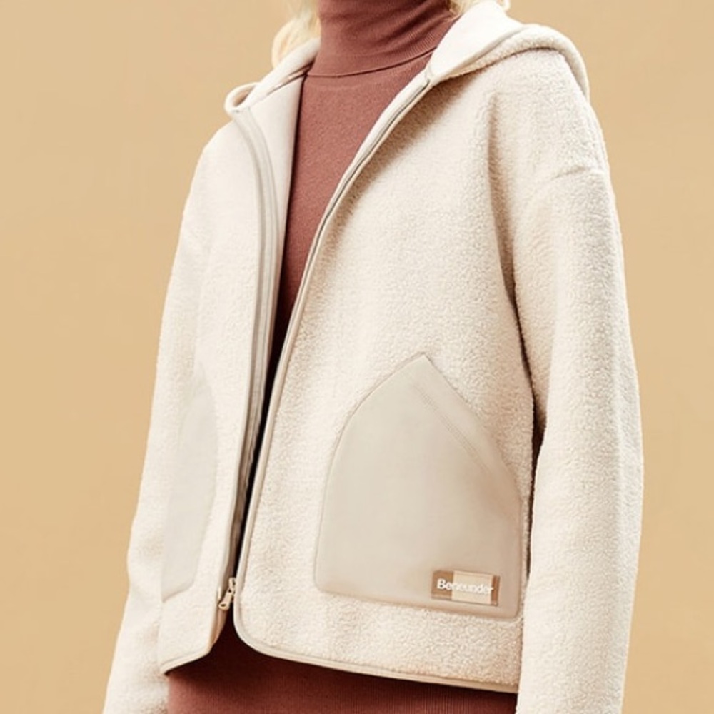 Beige Teddy Jacket with Hood